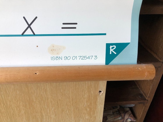 Image 1 of Vintage schoolplaat schoolkaart Schrijven - cijfers en letters - dubbelzijdig 100 x 66 Wolters Noordhoff als nieuw