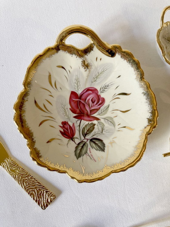 Image 1 of Service beurrier, salière, poivrière en porcelaine de Révol, années 1960