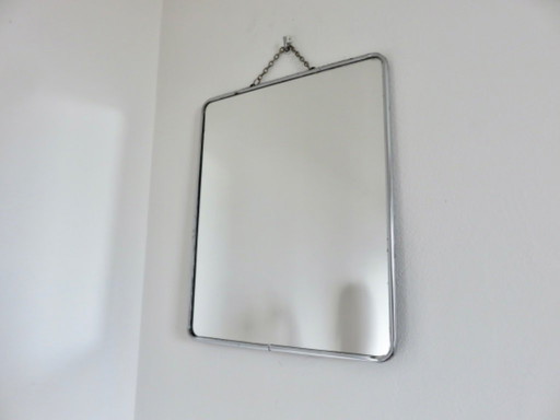 Ancien grand miroir de barbier français à chainette 50's 60's