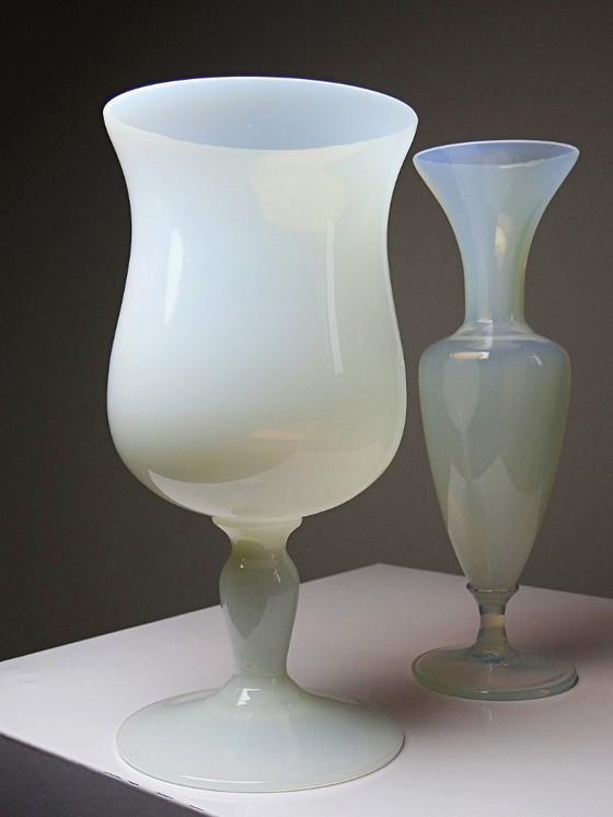 Image 1 of Duo of vintage opaline soap bubble vases