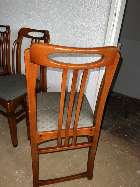 4 Schuitema Jugendstil Esszimmerstühle – Stoff, Holz (photo 5 of 11)