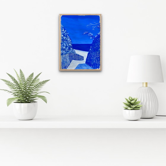 Image 1 of Ultramarine blue gouache on 250g natural paper.
Size 40x30cm.