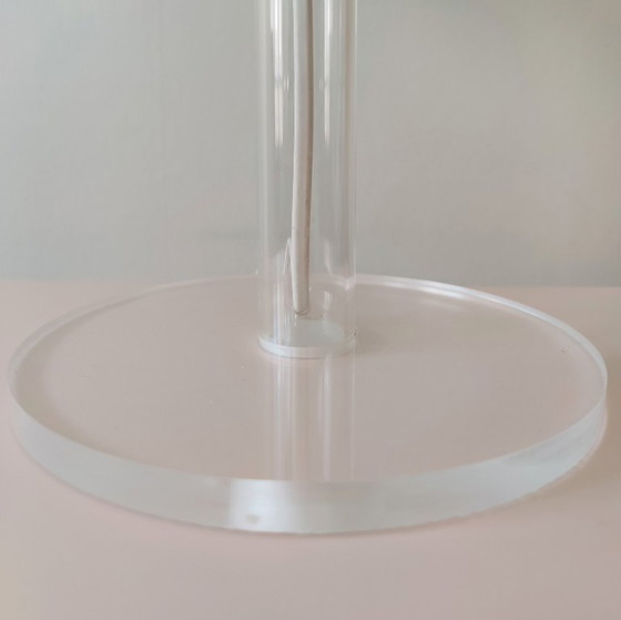 Image 1 of Vintage 1980s plexiglass lamp with partially transparent shade