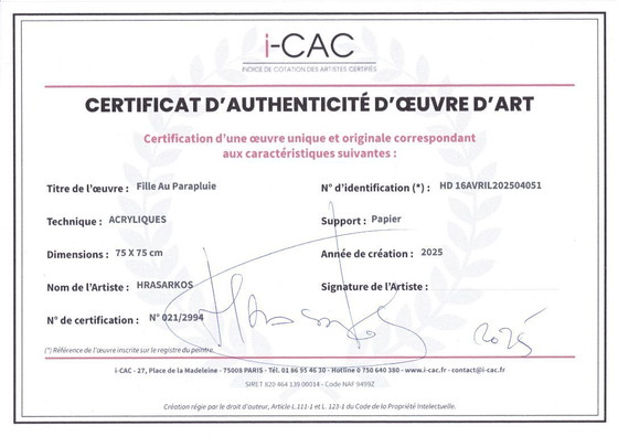 Image 1 of Hrasarkos - Fille Au Parapluie - Peinture Acrylique