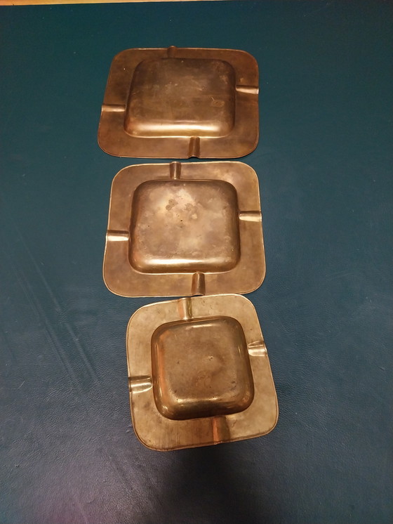 Image 1 of Set van 3 messing 1970's asbakken 28 24 en 18cm