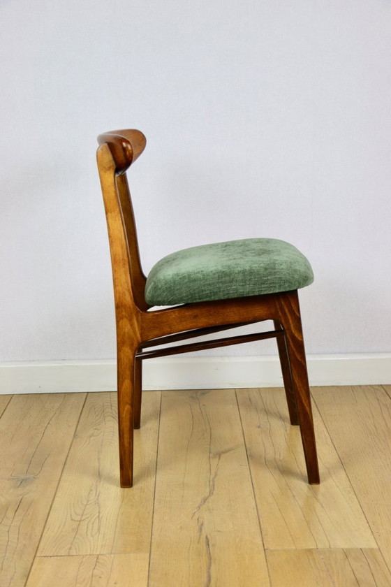 Image 1 of Vintage Hałas stoel groen - houten rugleuning