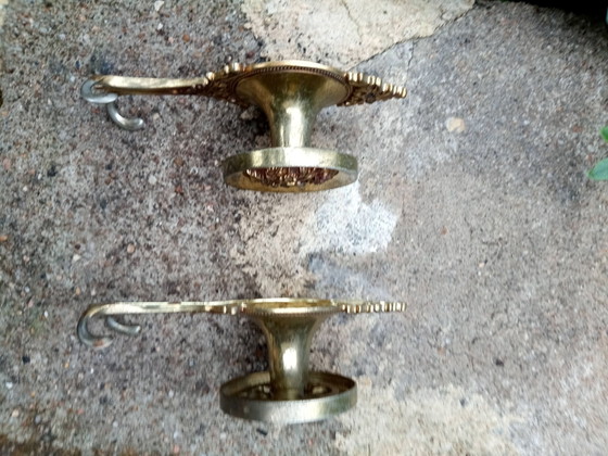 2 grandes patères en laiton Italie vintage, Portemanteaux, Doré (photo 9 sur 9)
