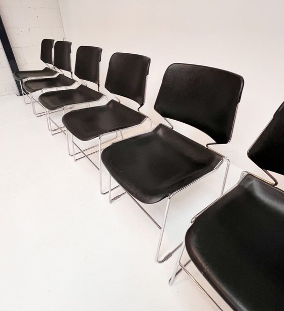 Image 1 of Set of 6 black Matrix Krueger chairs by Thomas Tolleson, 1970s