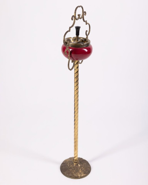 Cenicero de suelo de latón vintage de los años 60 con diseño decorativo italiano. – decoratieve objecten (photo 2 of 8)