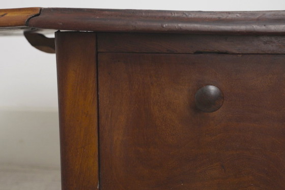 Antique French Pembroke Drop Leaf Table, Walnut Veneer Extendable End Table With Drawers, French Provincial (photo 22 of 41)