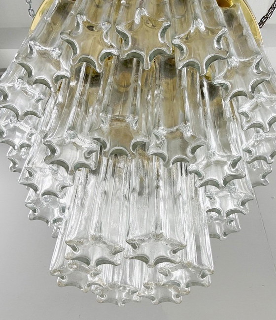 Image 1 of Lustre/plafonnier à trois niveaux de style milieu du siècle, provenant de Limbourg, en Allemagne, années 1970