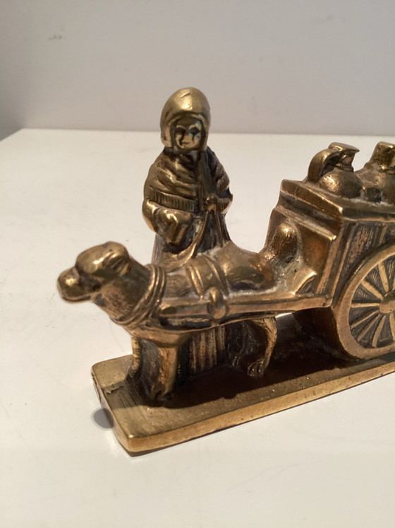 Vintage brass miniature. Flemish milk cart with dog - Folklore – Decorative Objects (photo 2 of 6)
