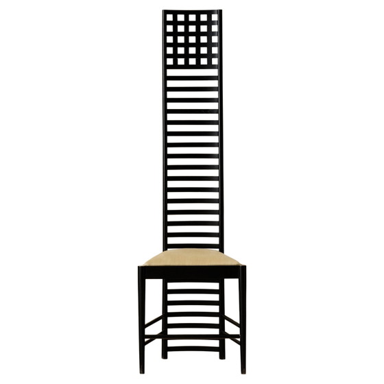 Chaise High Ingram Postmoderne Charles R. Mackintosh avec Tissu Fornasetti Alivar (photo 5 of 27)