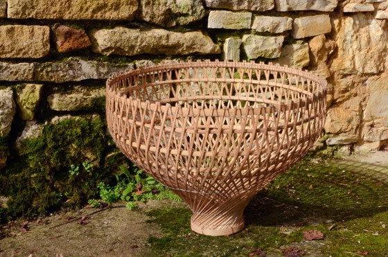 Grande suspension en rotin, fabrication artisanale, 55x40cm – Metal, Rattan (photo 2 of 8)