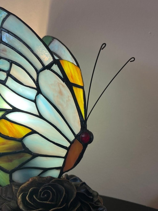 Stained glass butterfly lamp 1920s style art nouveau style