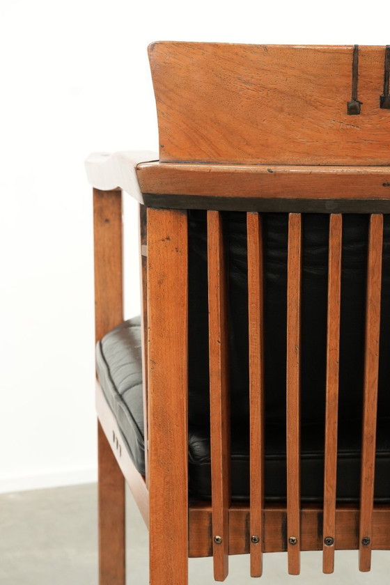 Image 1 of Black leather Schuitema Art Deco design dining/side/desk chair