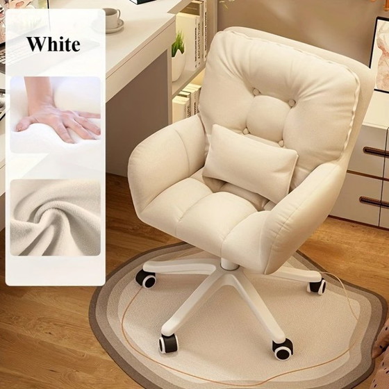 Image 1 of Dubbellaagse verdikte computerstoel, zachte bureaustoel, bureaustoel, kaptafelstoel, vijfsterren kunststof stoelpoten