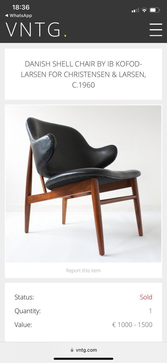 Image 1 of Replica della sedia Shell, design danese di Ib Kofod-Larsen, come nuova.