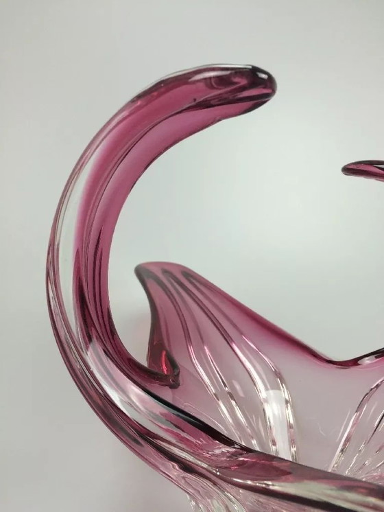 Image 1 of XXL années 70 Coupe Murano Verre de Murano Violet Blanc Coupe à fruits Design