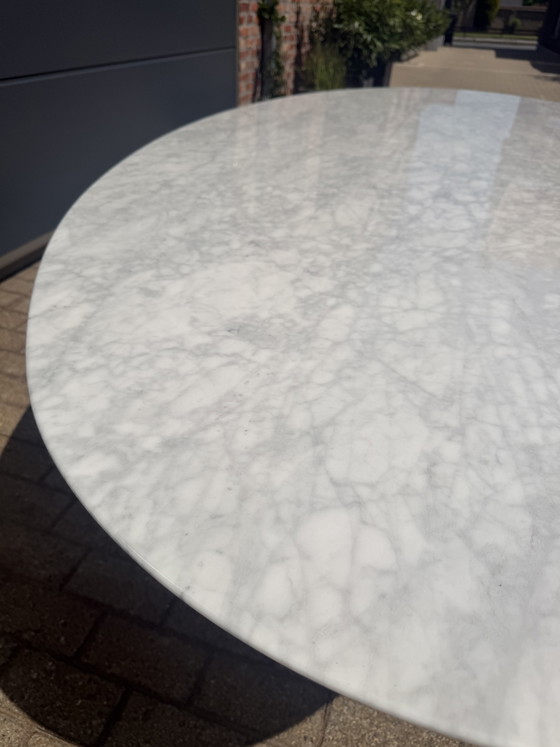 Original Oval Florence Knoll Dining Table (244x137cm) Carrara New condition!! – Chrome, Marble (photo 7 of 15)
