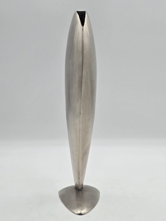 Image 1 of Vintage industriële massief RVS vaas