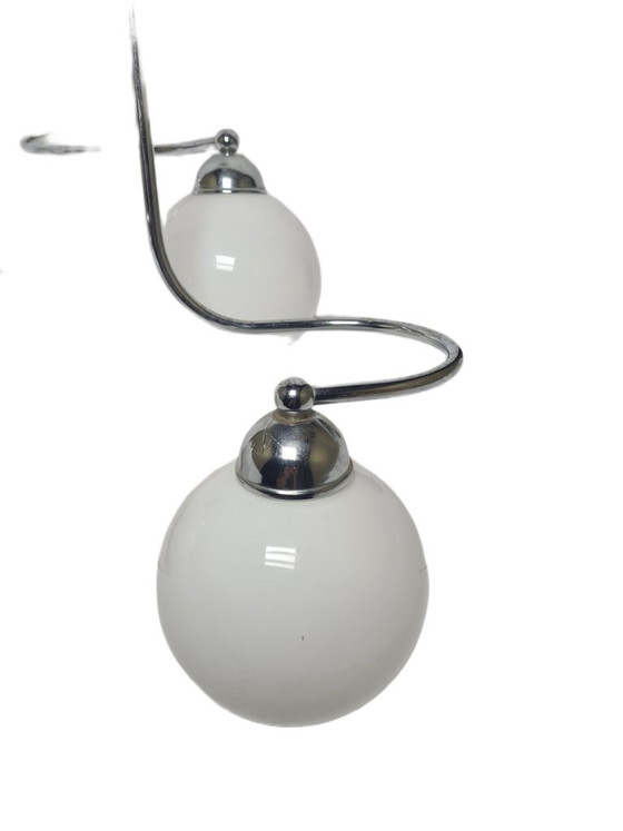 Art Deco Style Chandelier, Poland, 1970s – Glass, Chrome (photo 5 of 7)