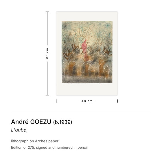 Lithographie Signée André Goezu L'Aube – Lithographies et sérigraphies, Paper (photo 3 of 5)