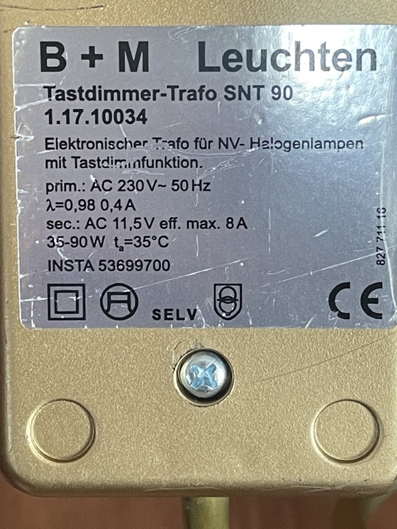 Image 1 of B+M Leuchten  Tafellamp  mat/gepolijst messing mat wit gevlamd glas  Jaren 90