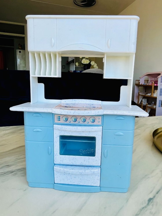 Image 1 of rare blue barbie retro vintage kitchen accessories mattel 1998 doll toys european version