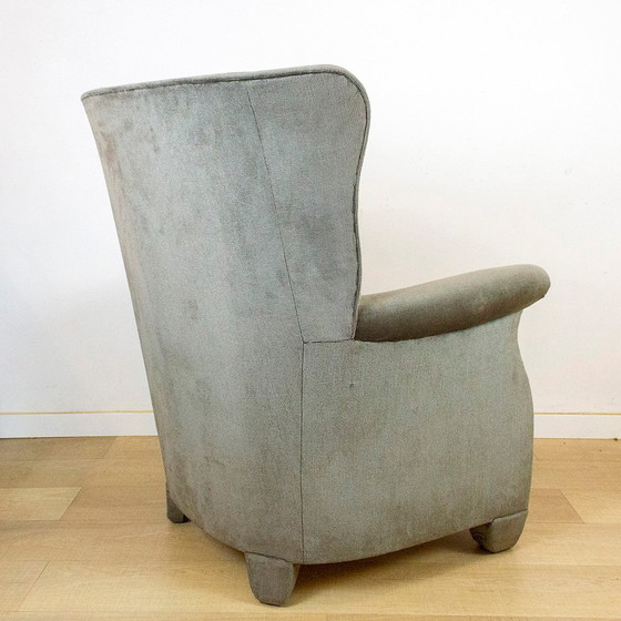 Image 1 of Fauteuil à oreilles en velours vintage, 1970