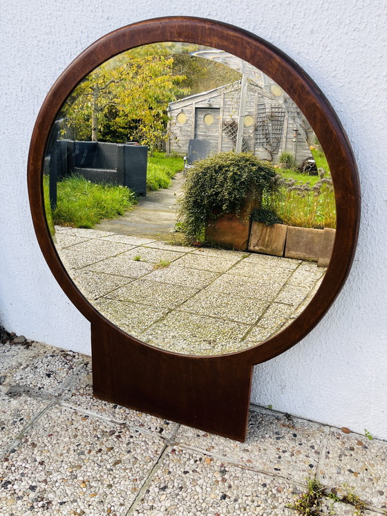 Image 1 of Miroir biseauté rond en bois