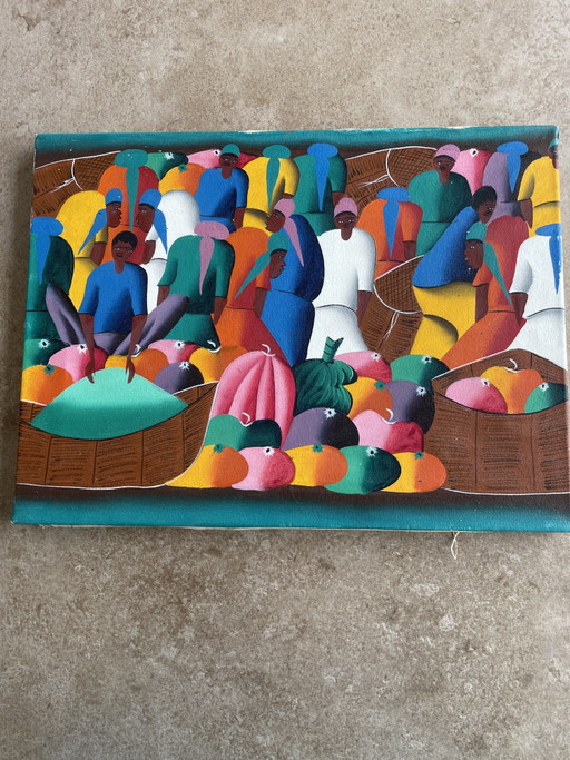 Haitian Market - Acrylic on Canvas - 1970s