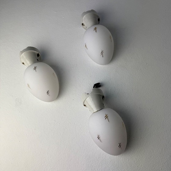 Image 1 of SET VAN 3 VINTAGE SCHUINE WANDLAMPEN