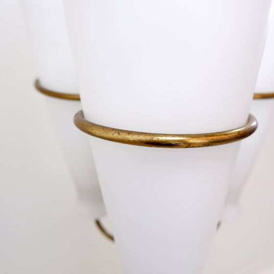 Image 1 of Three-arm tripod floor lamp with opaline glass, attributed to Stilnovo - 1950s