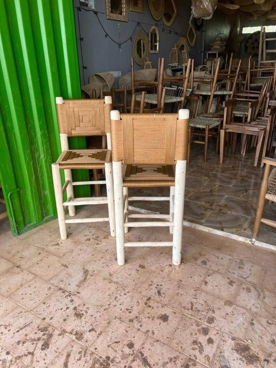 2 taburetes artesanales hechos a mano 100cmx30cmx30cm – Taburetes de bar, Cuero, Madera, Bohemian (photo 5 of 7)