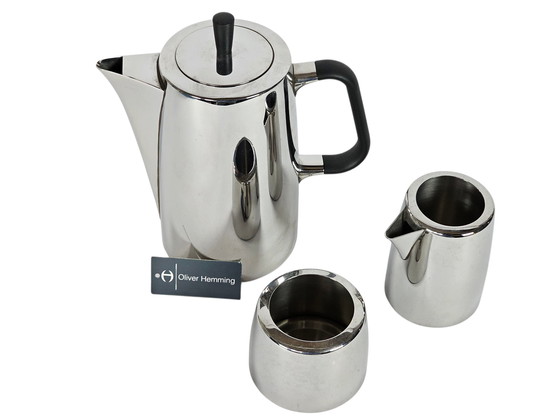 Image 1 of Oliver Hemming design - Sixty six (66) 18/10 stainless - Coffee pot - Milk jug - Sugar bowl - Memphis style - 1990's