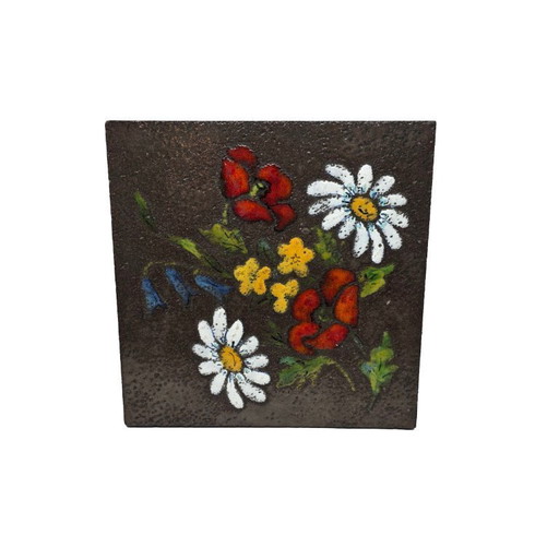 Dessous de verre vintage en céramique à motifs floraux