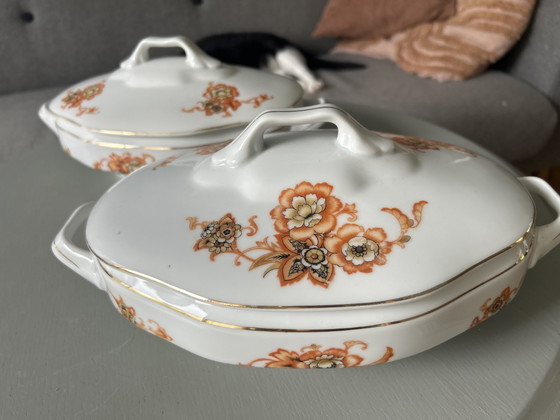 Vintage A. Jungerhans Rotterdam 5-Delige Serveerset Met Bloemendecor – Servies, Porcelain (photo 3 of 8)