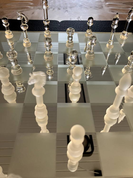 Image 1 of Schachbrett auf Spiegel mit Glasbauern, komplett selbst gemacht