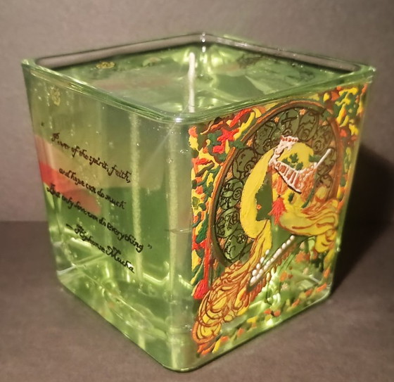 Zodiac · Vela funcional pintada a mano 1/1 de colección · Inspirada en Alphonse Mucha – Arte en vidrio, Glass (photo 2 of 8)