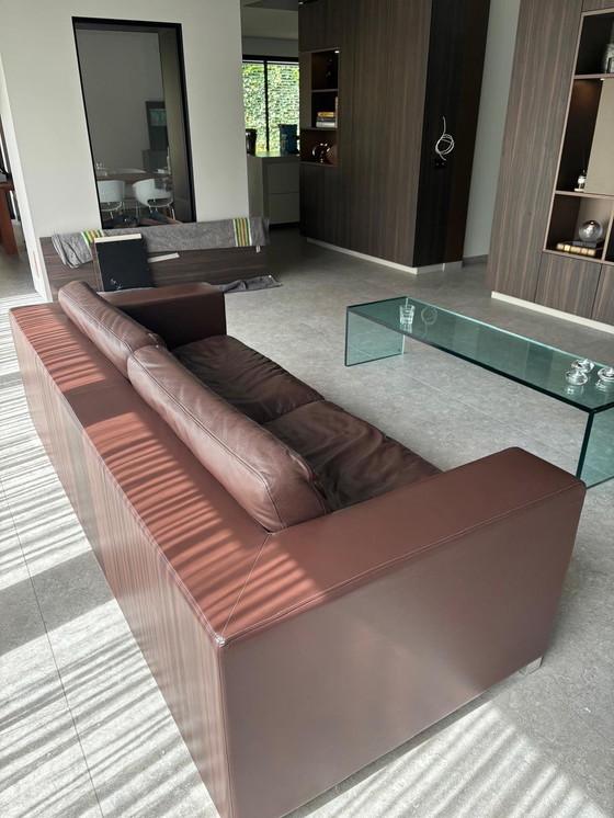 Image 1 of Poltrona Frau Massimo 3-Sitzer Sofa aus Kalbsleder dunkelbraun