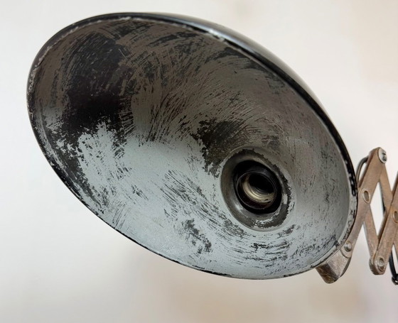 Large German Industrial Scissor Wall Lamp from Helion Arnstadt, 1950s, Wall lights, Metal, Plastic, Black (photo 5 of 15)