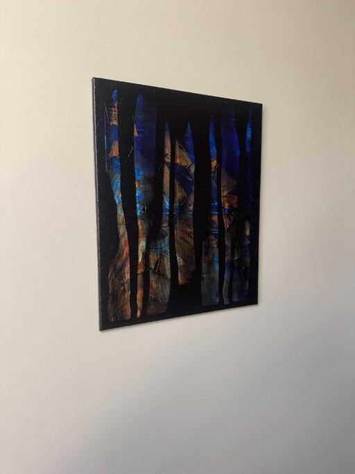 Abstract painting Ronan Martin Forêt au crépuscule