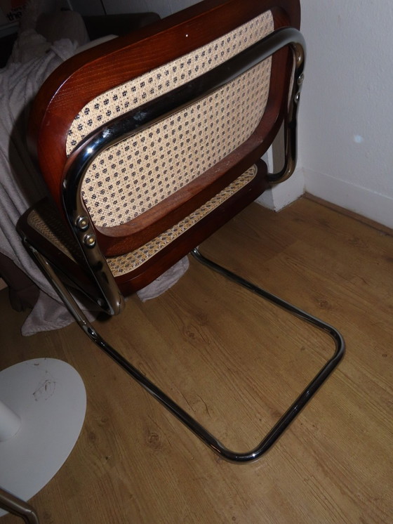 Image 1 of Twee vintage rotan stoelen met chroom RVS bruin
