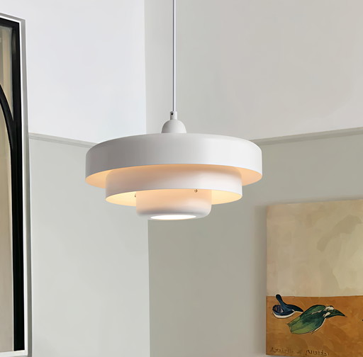 Lampe suspendue design à trois niveaux "Macaron", finition élégante en blanc mat Nouveau dans l'emballage
