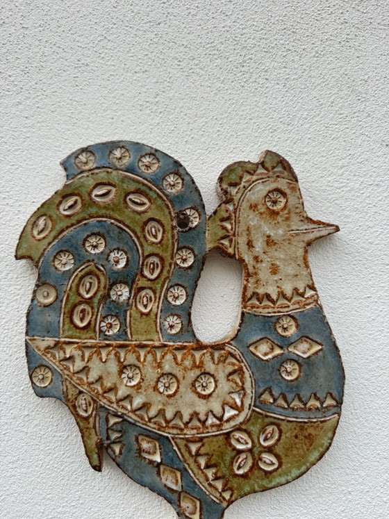 Dominique Pérot 60er Jahre Keramik Wandhahn, Bildhauerei, Mehrfarbig (Foto 8 von 15)