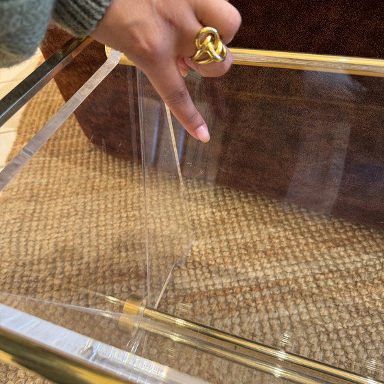 Image 1 of Zeitschriftenhalter aus Plexiglas im Stil der Mitte des 20. Jahrhunderts mit Messingdetails