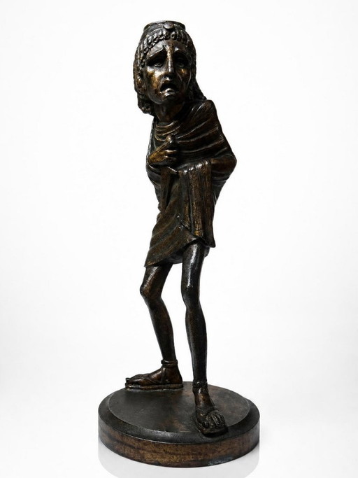 Candelero caricaturizado de fundición patinada, Frédérick Lemaître, antiguo siglo XIX-XX