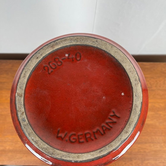 Image 1 of Gran jarrón de cerámica esmaltada roja de Alemania Occidental