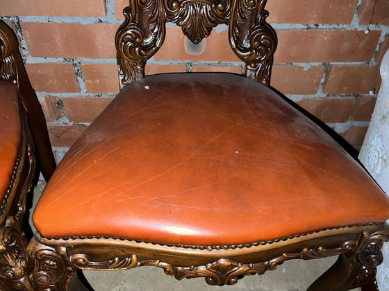 Image 1 of 4 barok eetkamer stoelen leder